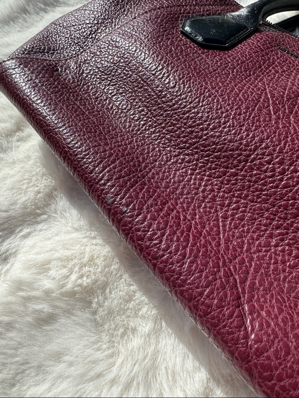 Michael Kors Campbell satchel pebbled burgandy crossbody black trim - Picture 5 of 14